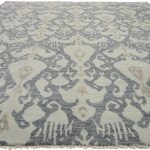 New Modern Transitional Ikat Style Area Rug, Gray-Blue Ikat Rug For