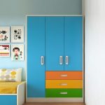 Buy Fiona Kids' Three Door Wardrobe with External Drawers in Azure