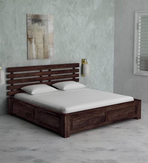 Buy Stigen Solid Wood King Size Bed with Box Storage in Provincial