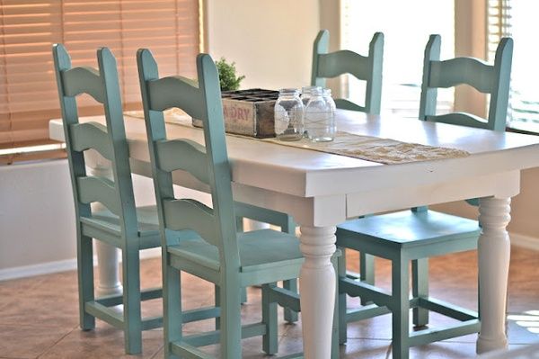 painted kitchen table and chairs-color combo for dining room: gray