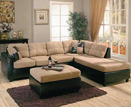Amazon.com: Harlow Right L-Shaped Two Tone Sectional Sofa by Coaster