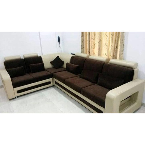 Wood And Leather L Shape Sofa, Warranty: 1 Year, Rs 37000 /set | ID