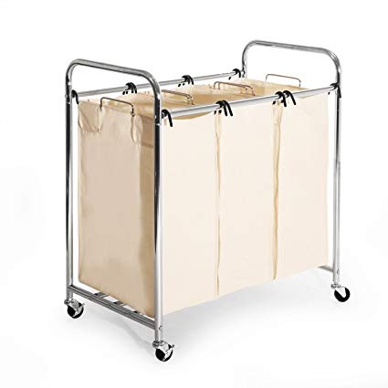 Amazon.com: Seville Classics Mobile 3-Bag Heavy-Duty Laundry Hamper