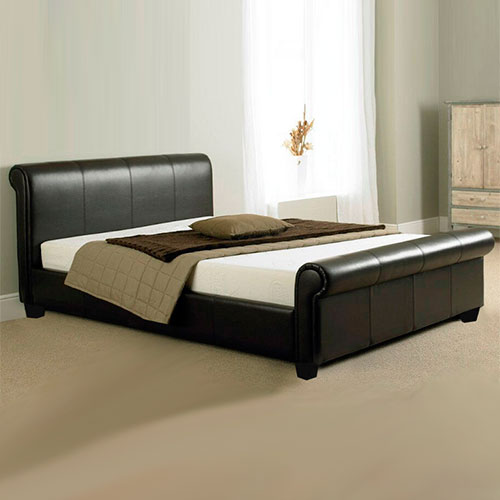 Tuscany Modern Leather Sleigh Bed - Luxury Leather Beds - Beds.co.uk