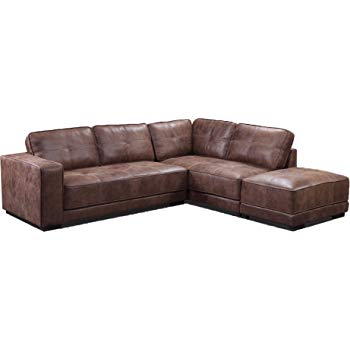 Brand New Carlton Bonded Leather Corner Sofa With Footstool (Right
