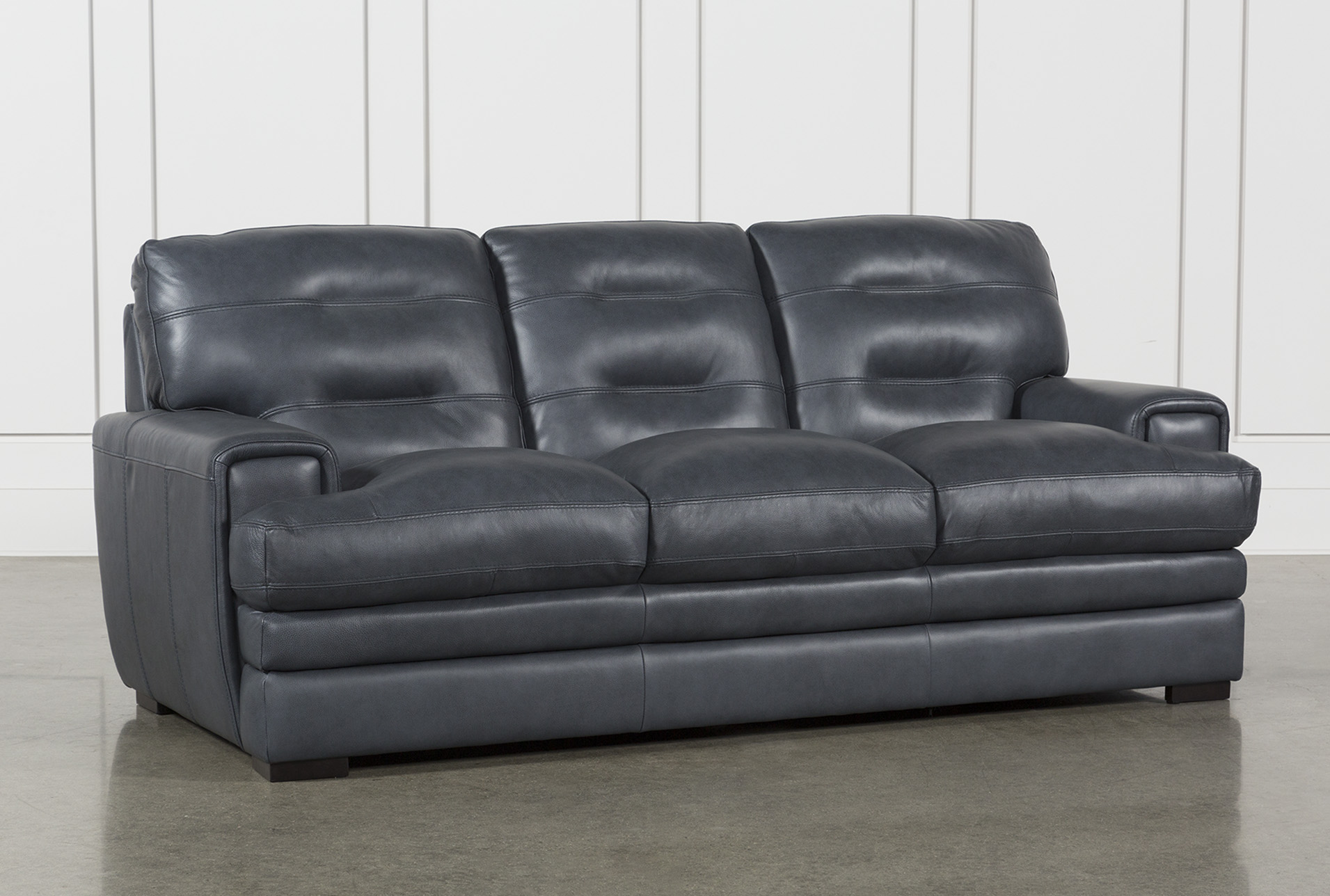 Gina Blue Leather Sofa | Living Spaces