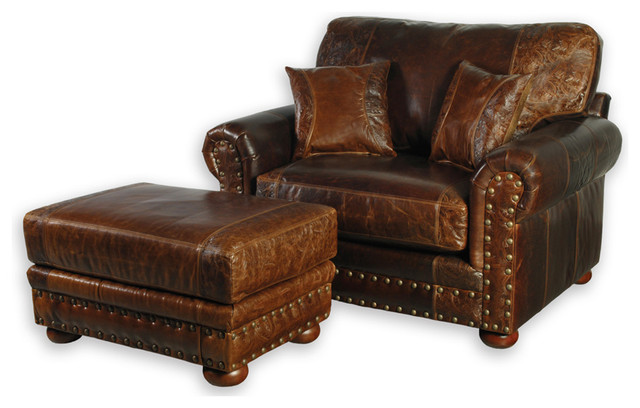 Western Style Leather Sofa Chair - Southwestern - Armchairs And