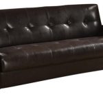 Dark Brown Faux Leather Storage Sinuous Spring Base Couch Sofa Bed