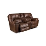 Shop Beaumont Faux Leather Reclining Loveseat (Brown/ Grey) (Manual