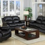 Kaden Black Bonded Leather Reclining Sofa and Loveseat Set