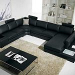 Amazon.com: T35 Black Bonded Leather Sectional Sofa with Headrests
