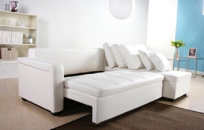 Modern White Leather Sectional Sleeper Sofa | Furniture | Pinterest