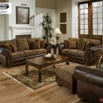 Zephyr Chenille and Leather Living Room Sofa & Loveseat Set