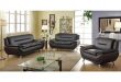 Mina Modern Black Leather Sofa Set