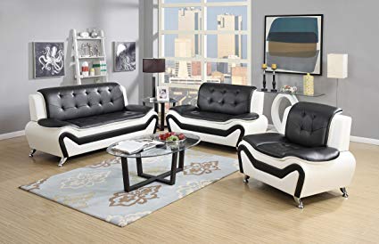 Amazon.com: US Pride Furniture 3 Piece Modern Bonded Leather Sofa