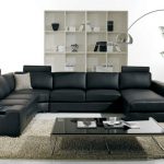 T35 Modern Black Leather Sectional Living Room Furniture
