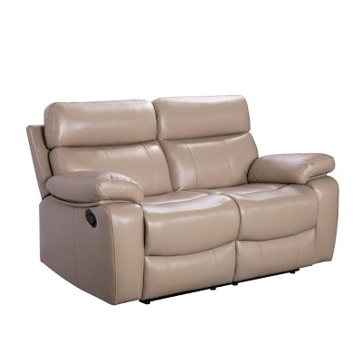 Cameron Leather Reclining Loveseat Beige - Abbyson Living : Target