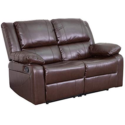 Amazon.com: Flash Furniture Harmony Series Brown Leather Loveseat