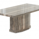 Calvera 200cm Brown Pedestal Marble Dining Table | Thomas Brown