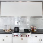 Square White Marble Tile Kitchen Backsplash - Contemporary - Kitchen