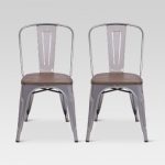 Carlisle High Back Metal Dining Chair With Wood Seat - Natural Metal