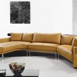 Contemporary Curved Sectional Sofa in Mustard Leather - Modern