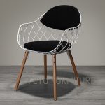Minimalist Modern Design Metal Steel Wire Chair with Solid Wooden