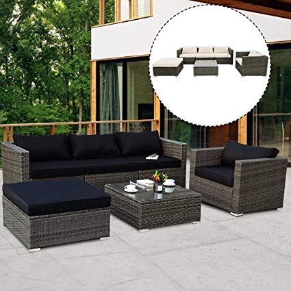 Amazon.com : Tangkula 6PCs Patio Rattan Furniture Set Modern Outdoor