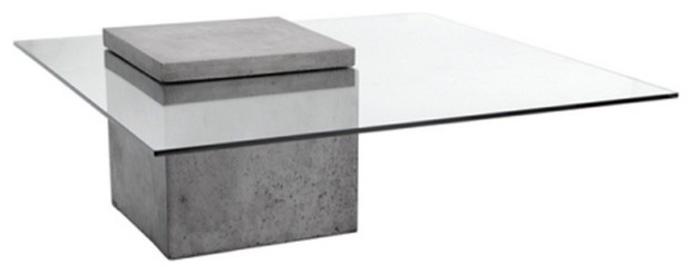 Modern Glass Coffee Table With Polished Concrete - Industrial