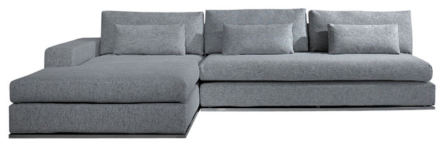 Ashfield Modern Light Grey Fabric Sectional Sofa - Contemporary