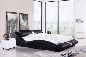 Bedroom Furniture, European Modern Design, Top Grain Leather, King