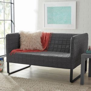 Mainstays Modern Loveseat with Removable Slipcover, Gray Fabric with