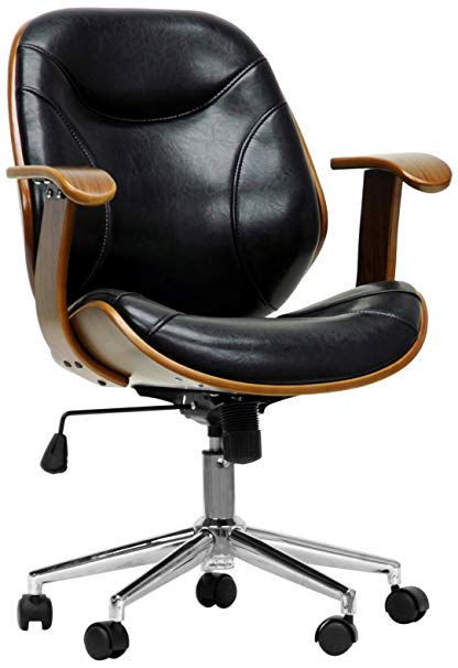 Amazon.com: Baxton Studio Rathburn Modern Office Chair, Walnut/Black
