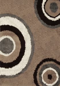 Contemporary Modern Shag Beige Gray Area Rug Swirls Shaggy Floor