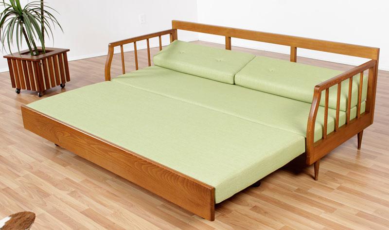 Restored Mid Century Modern Sofa with Trundle Bed