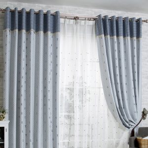 Thick Blackout Gray Cotton Nautical Curtains