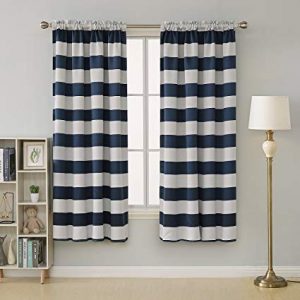 Amazon.com: Deconovo Navy Blue Striped Blackout Curtains Rod Pocket