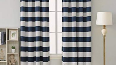 Amazon.com: Deconovo Navy Blue Striped Blackout Curtains Rod Pocket