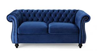 Amazon.com: Karen Traditional Chesterfield Loveseat Sofa, Navy Blue