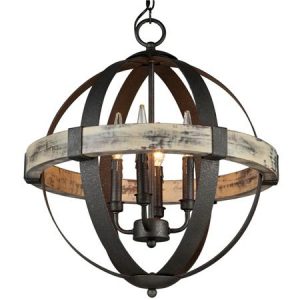 Industrial Rustic Wrought Iron Orb Chandelier Light