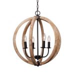 Shop Antique 4-Light Distressed Wood Orb Chandelier - Free Shipping