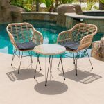 Shop BELLEZE 3-pieces Outdoor Patio Wicker Chair Bistro Set Cafe