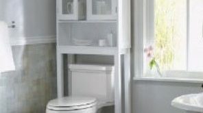 Love this storage - I'll frost the windows on a cheapie cabinet and