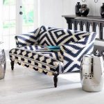 patterned sofa & metallic garden stools | Furniture Ideas