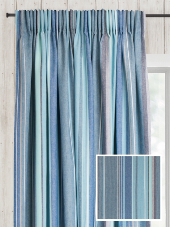 Ready Made Pencil Pleat Curtains In Azure - Natural Curtain Company