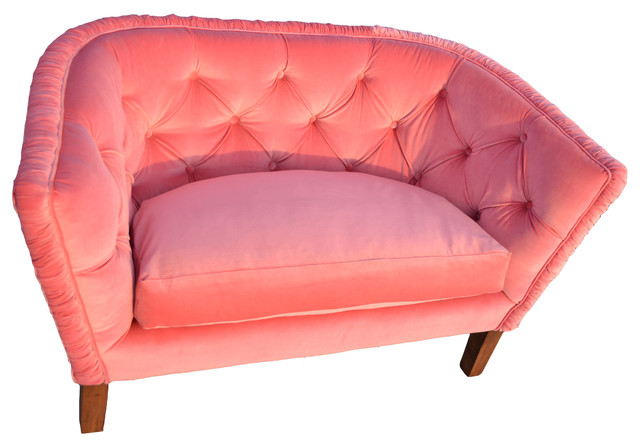 Pink Velvet Tea Cup Settee - Contemporary - Loveseats - by Blue Chair