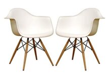 Amazon.com: Baxton Studio Fiorenza White Plastic Armchair with Wood