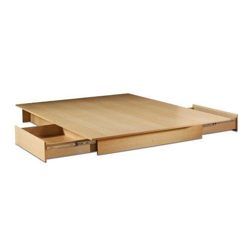 Full/Queen Maple Platform Bed with 2 Storage Drawers