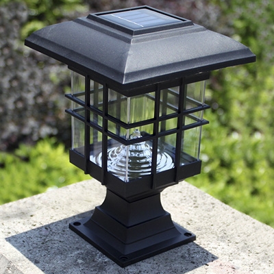 Chic Black 8 Inches High Abs Mini Solar 3 LED Garden Post Light