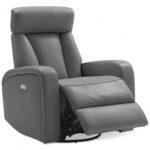 Furniture Dasia Leather Swivel Rocker Power Recliner with